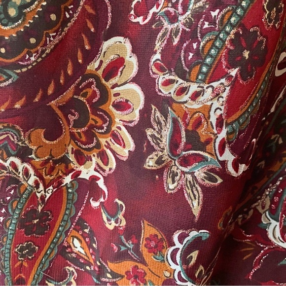 P.S. Style Women's Petite Burgundy Paisley Maxi Dress V Neck Grunge Boho 22WP - Picture 10 of 11